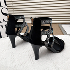 Women’s Aurora Rome Stiletto Heels – Zip Back Suede Open-Toe Sandals
