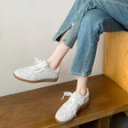 Women’s Verona Lace Leather German Trainer Sneakers – Retro Lightweight Casual Trainers