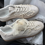 Women’s Verona Lace Leather German Trainer Sneakers – Retro Lightweight Casual Trainers