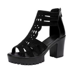 Women’s Alviera Peep-Toe Platform Block Heel Sandals – Soft Sole Roman Style Versatile Chic Sandals