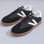 Women’s Everyday Court Color-Block Trainer Sneakers – Soft-Sole Flat Shoes