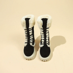 Winter New Women's Velvet Mid-Tube Cotton Boots with Thickened Lining and Height-Enhancing Design
