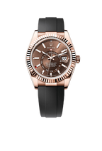 C Rolex Sky-Dweller 18K Rose Gold, Chocolate Index Dial, Oysterflex Bracelet, 42 mm