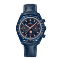 Speedmaster Moonphase 44.25 mm, blue ceramic on leather strap