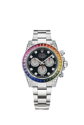 Rolex Cosmograph Daytona Rainbow White Gold Black Dial with Diamond Bezel