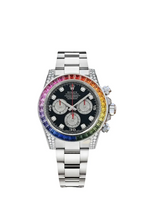Rolex Cosmograph Daytona Rainbow White Gold Black Dial with Diamond Bezel