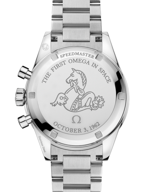 A- Speedmaster First OMEGA in Space 39.7 mm, steel on steel