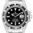 Rolex Submariner Date Silver Black Diamond, 40mm