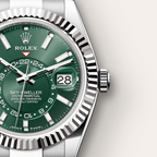 A- Rolex Sky-Dweller Stainless Steel, Green Index Dial, 42 mm