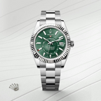 A- Rolex Sky-Dweller Stainless Steel, Green Index Dial, 42 mm