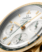 Speedmaster 38 38 mm, yellow gold on leather strap