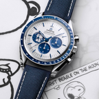 A- Speedmaster Anniversary Series 42 mm, steel on coated nylon fabric strap